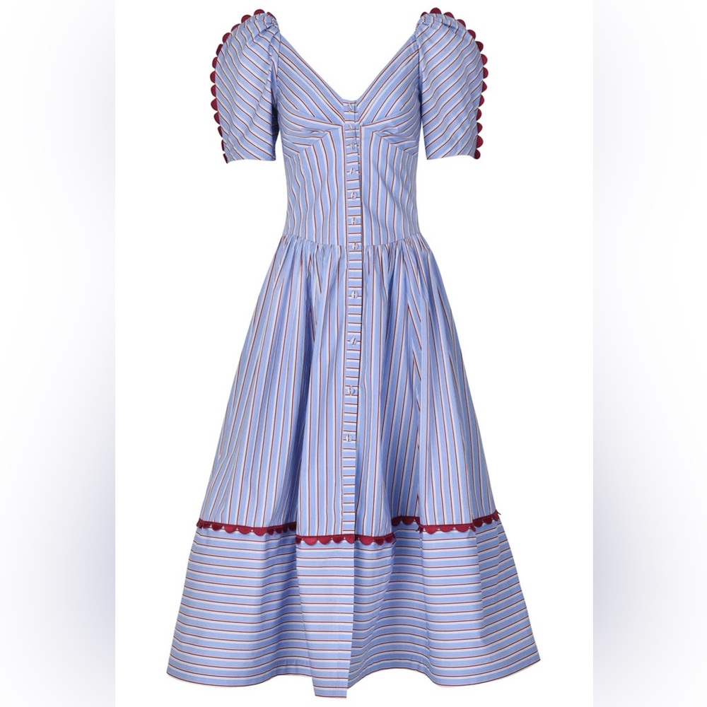 Silvia Tcherassi. Anika Scalloped-Trim Midi Dress. Very good used condition - Picture 2 of 5